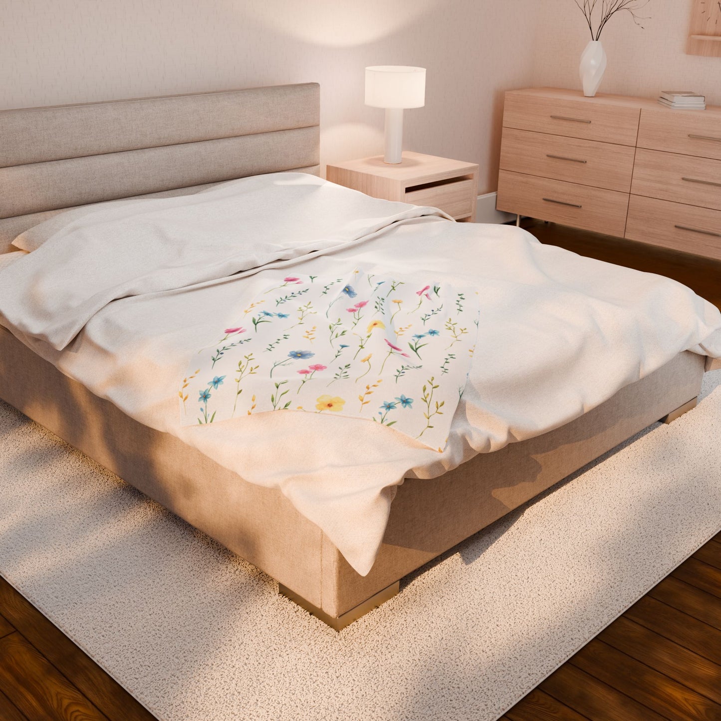 Floral Velveteen Plush Blanket, Mom Gift, Granma Gift, Cozy Home Decor, Soft Throw for Gift, Blanket for Kids, Flower Pattern Blanket