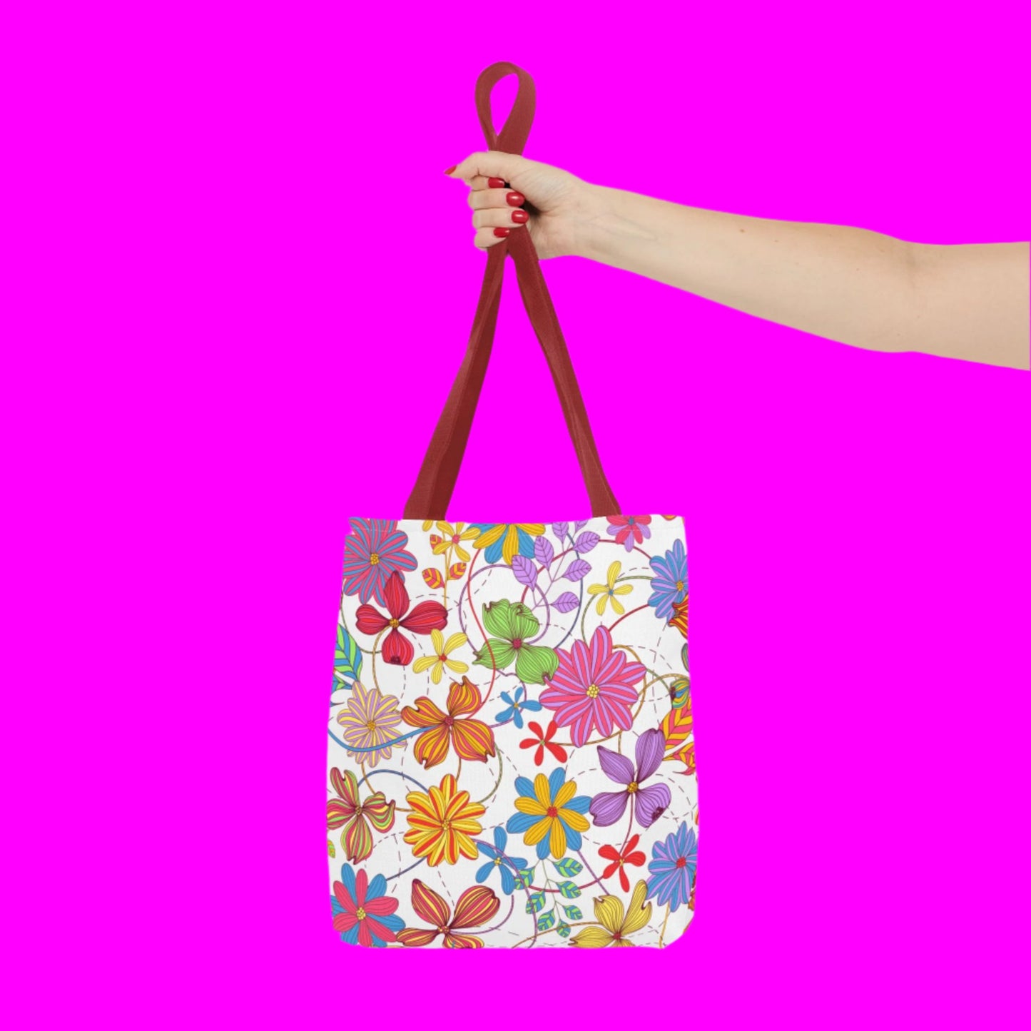 Trendy Tote Bag - Flowery Pattern
