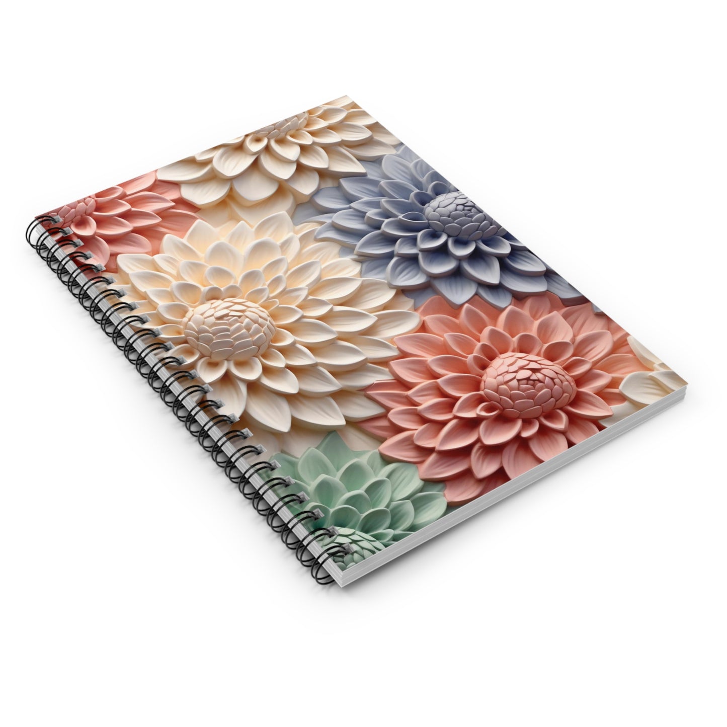 Spiral Notebook - 3D Flower Ruled Line