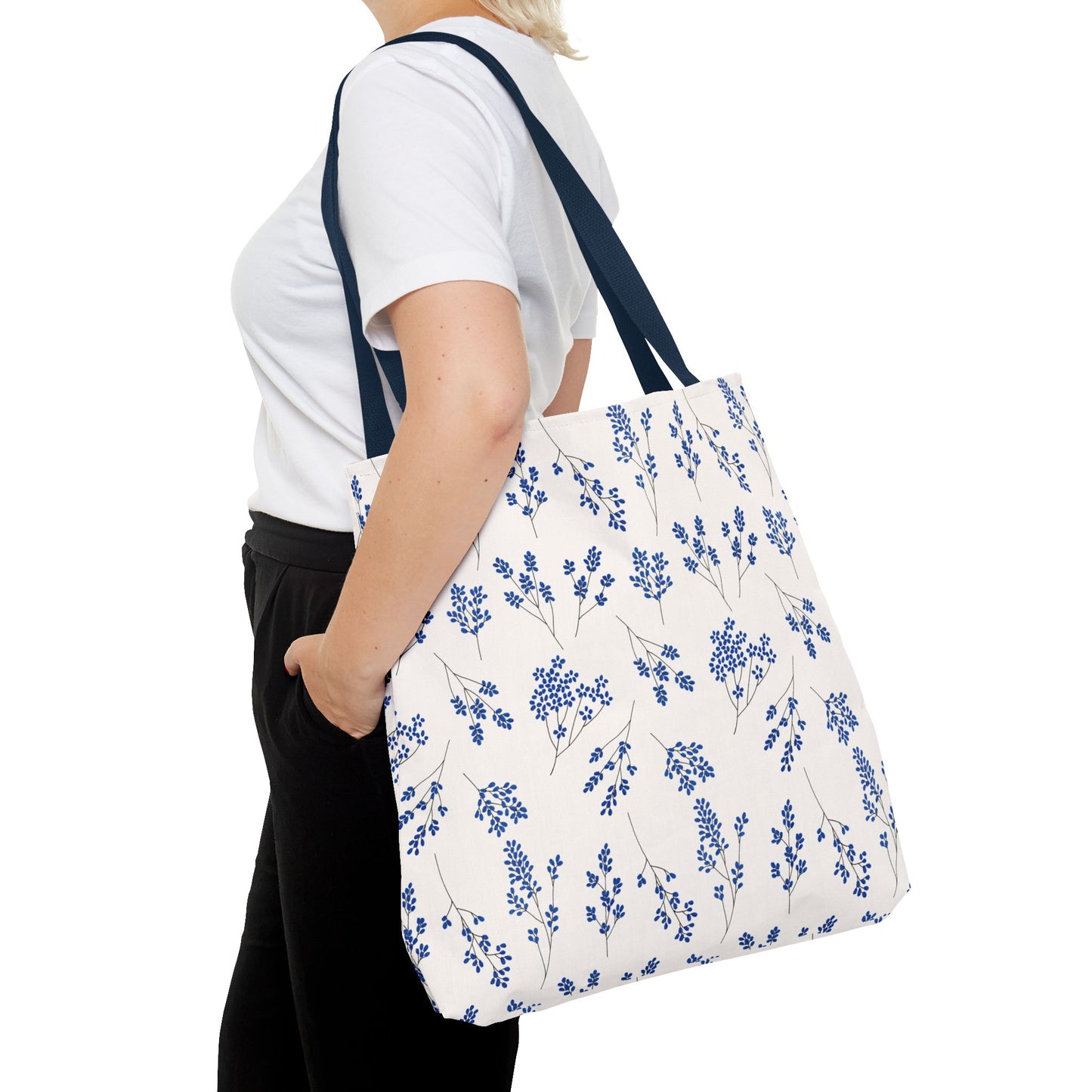 Floral Blue Tote Bag for Women | Durable Tote | Gift for Flower Lovers | Spring Style Bag