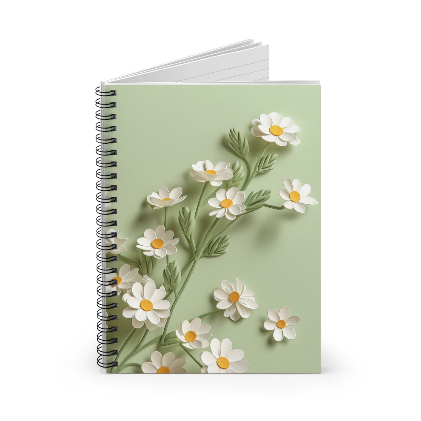 Classy Daisy Spiral Notebook - 3D Style - Ruled Line