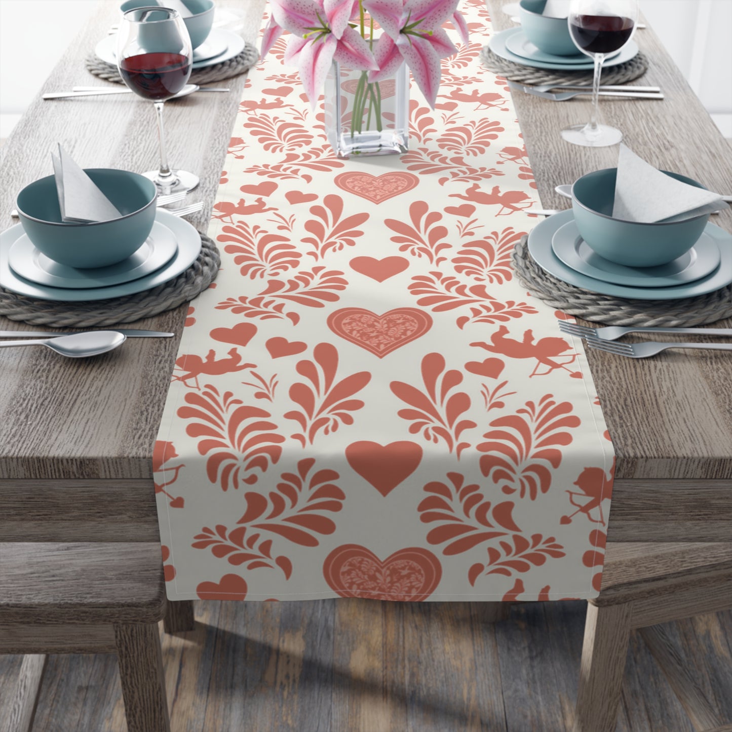 Valentine Table Runner, Romantic Table Runner, Romantic Dinner, Table Decor, House Decor, Housewarming Gift, Polyester, Cotton