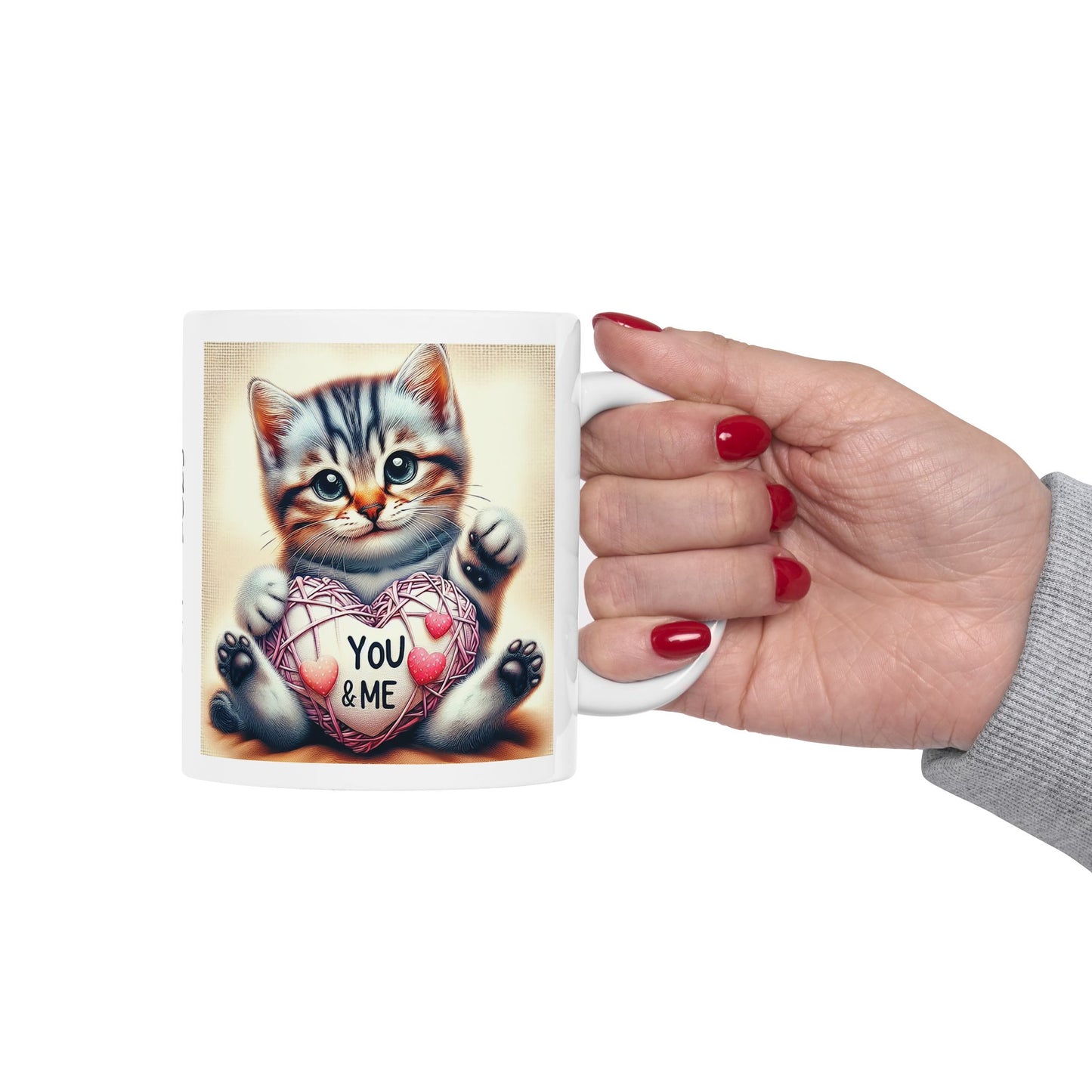 Custom Cat with a Heart Mug Valentine Gift