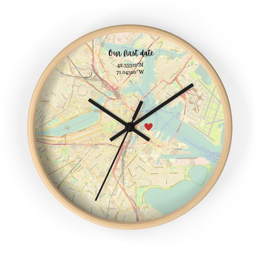 Personalized Map Clock - Love Story Commemoration