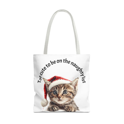 Cat Tote Bag Too cute to be on the naughty list