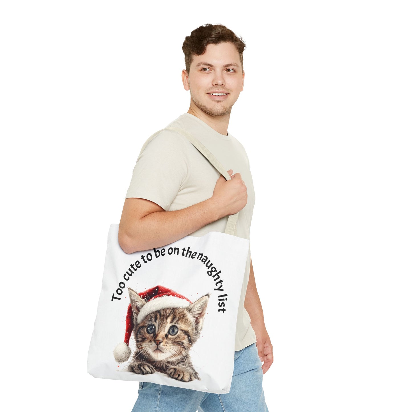 Cat Tote Bag Too cute to be on the naughty list