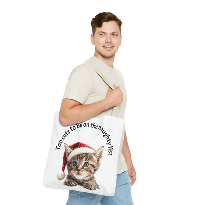 Cat Tote Bag Too cute to be on the naughty list