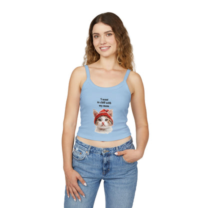 Women's Spaghetti Strap Tank Top Cat Chilling