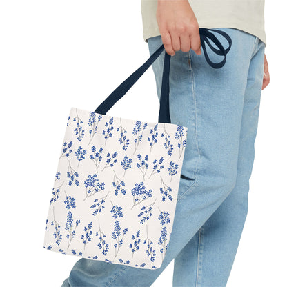 Floral Blue Tote Bag for Women | Durable Tote | Gift for Flower Lovers | Spring Style Bag