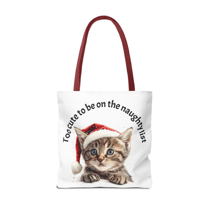 Cat Tote Bag Too cute to be on the naughty list