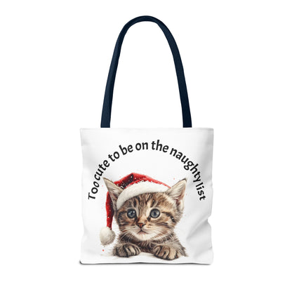 Cat Tote Bag Too cute to be on the naughty list
