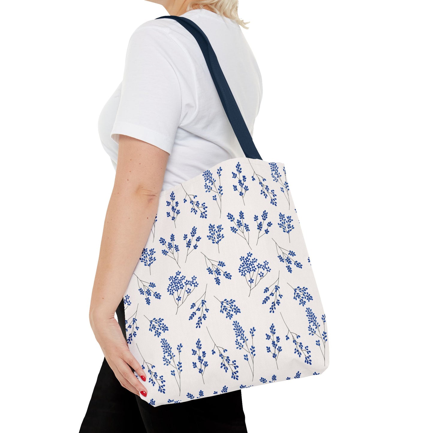 Floral Blue Tote Bag for Women | Durable Tote | Gift for Flower Lovers | Spring Style Bag