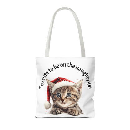 Cat Tote Bag Too cute to be on the naughty list