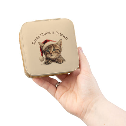 Santa Claw Cat Jewelry Travel Case, Christmas Gift, Cute Organizer, Gift for Cat Lovers, Travel Jewelry Box, Perfect for Special Occasions