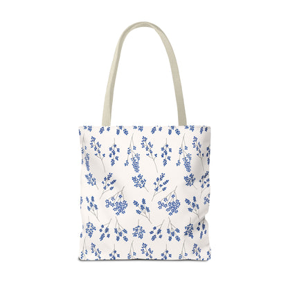 Floral Blue Tote Bag for Women | Durable Tote | Gift for Flower Lovers | Spring Style Bag