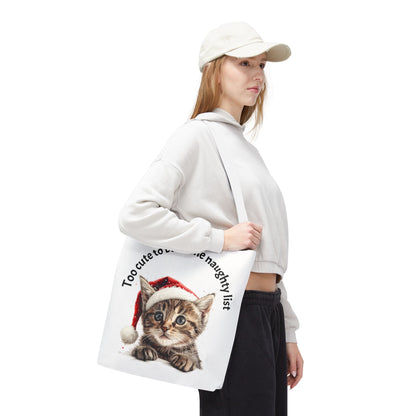 Cat Tote Bag Too cute to be on the naughty list