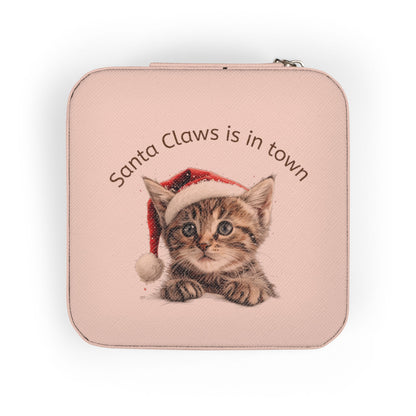 Santa Claw Cat Jewelry Travel Case, Christmas Gift, Cute Organizer, Gift for Cat Lovers, Travel Jewelry Box, Perfect for Special Occasions