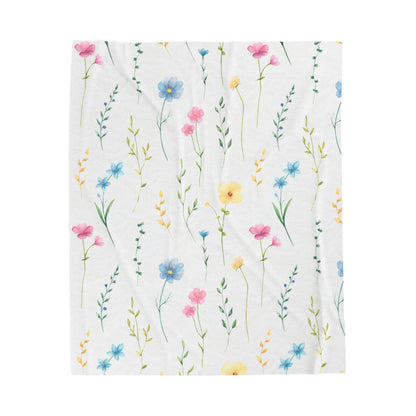 Floral Velveteen Plush Blanket, Mom Gift, Granma Gift, Cozy Home Decor, Soft Throw for Gift, Blanket for Kids, Flower Pattern Blanket