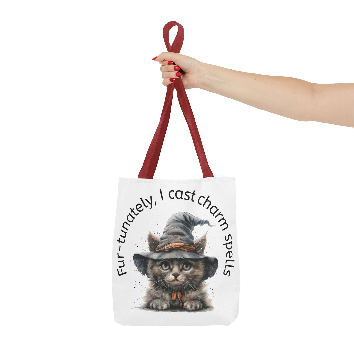 Tote Bag Cat Design with Witch Hat- Cat lovers- Cat moms
