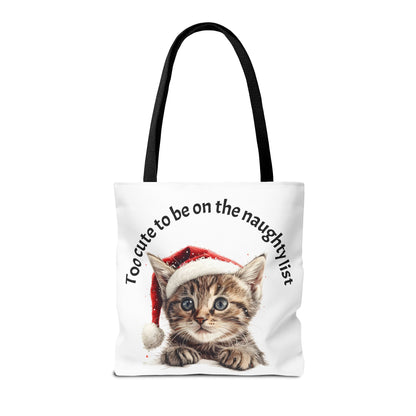 Cat Tote Bag Too cute to be on the naughty list