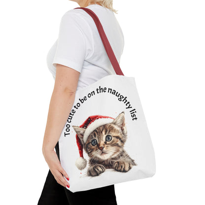 Cat Tote Bag Too cute to be on the naughty list