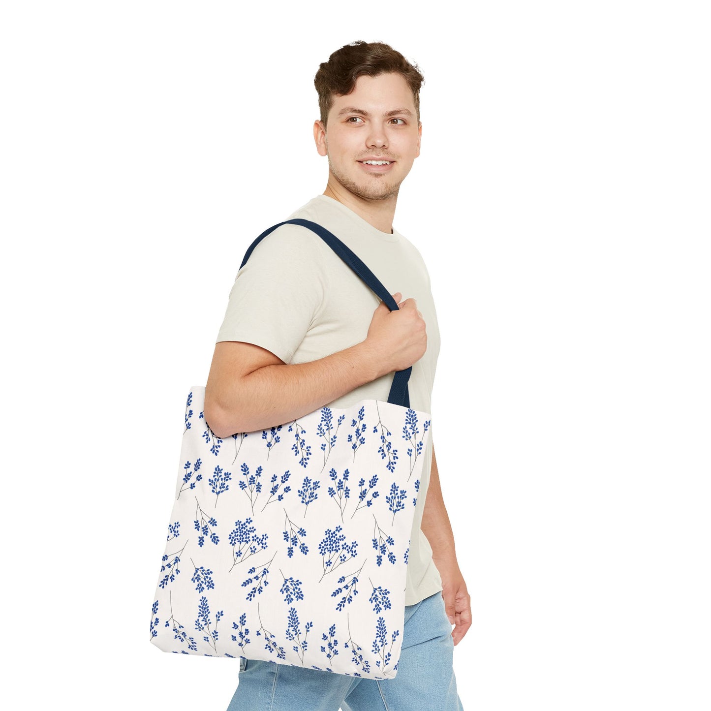 Floral Blue Tote Bag for Women | Durable Tote | Gift for Flower Lovers | Spring Style Bag