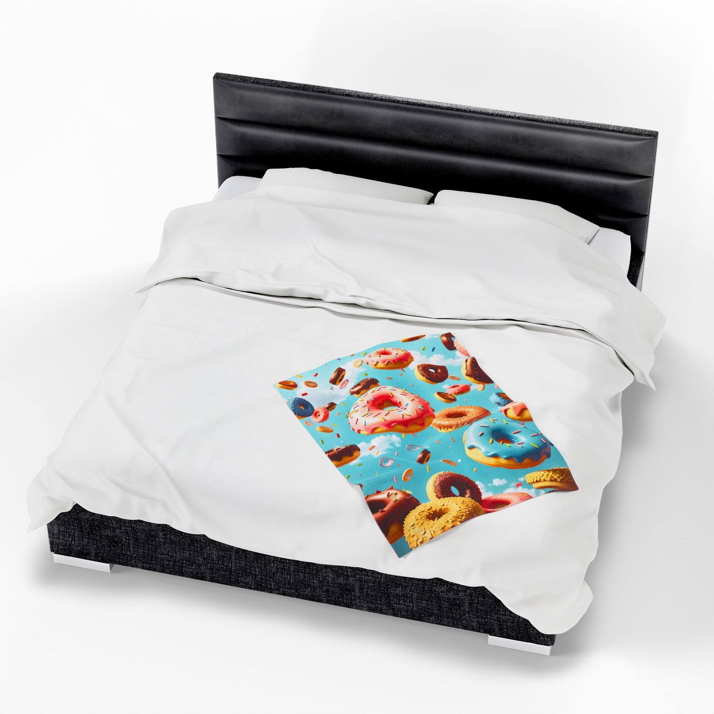 Donut Velveteen Plush Blanket, Mom Gift, Granma Gift, Cozy Home Decor, Soft Throw for Gift, Blanket for Kids, Flower Pattern Blanket