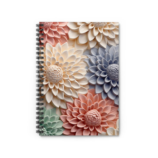 Spiral Notebook - 3D Flower Ruled Line