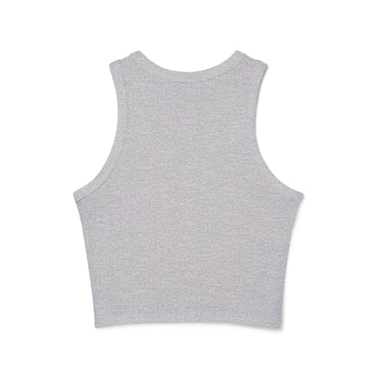Women's Micro Rib Racer Tank Top with Cat Design