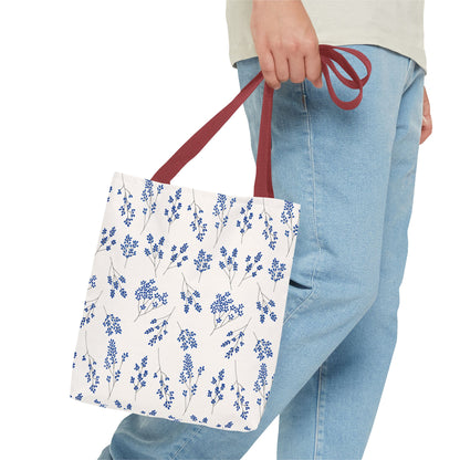 Floral Blue Tote Bag for Women | Durable Tote | Gift for Flower Lovers | Spring Style Bag