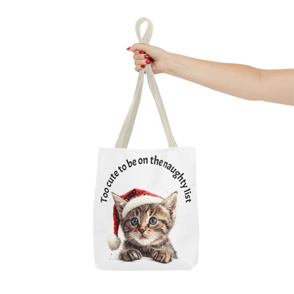 Cat Tote Bag Too cute to be on the naughty list