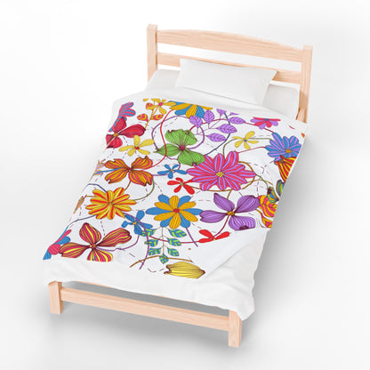 Colourful Floral Mom Plush Blanket, Mother Day, Mom Gift, Cozy Home Decor, Soft Throw for Gift, Blanket for Kids, Flower Pattern Blanket