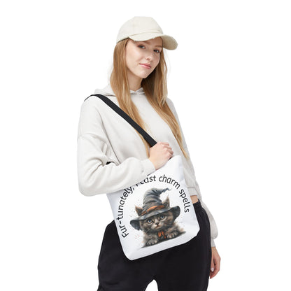 Tote Bag Cat Design with Witch Hat- Cat lovers- Cat moms