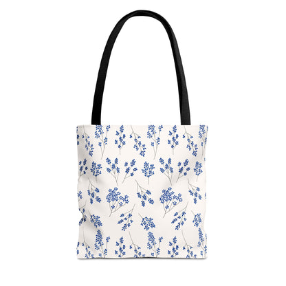 Floral Blue Tote Bag for Women | Durable Tote | Gift for Flower Lovers | Spring Style Bag