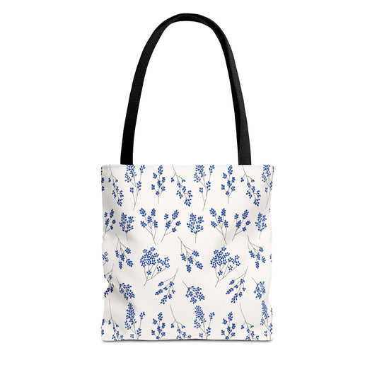 Floral Blue Tote Bag for Women | Durable Tote | Gift for Flower Lovers | Spring Style Bag