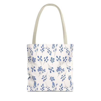Floral Blue Tote Bag for Women | Durable Tote | Gift for Flower Lovers | Spring Style Bag
