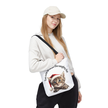 Cat Tote Bag Too cute to be on the naughty list
