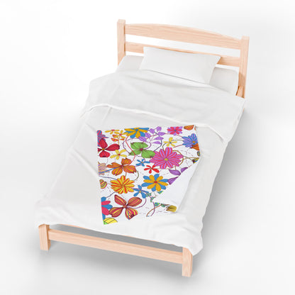 Colourful Floral Mom Plush Blanket, Mother Day, Mom Gift, Cozy Home Decor, Soft Throw for Gift, Blanket for Kids, Flower Pattern Blanket