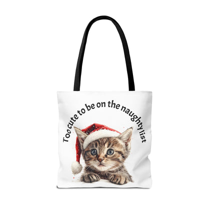 Cat Tote Bag Too cute to be on the naughty list