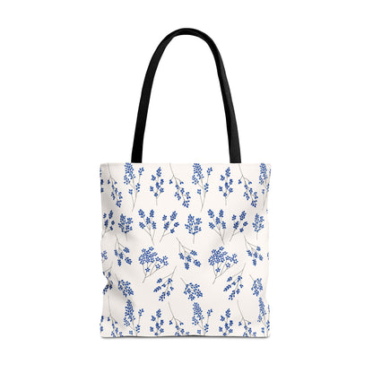 Floral Blue Tote Bag for Women | Durable Tote | Gift for Flower Lovers | Spring Style Bag
