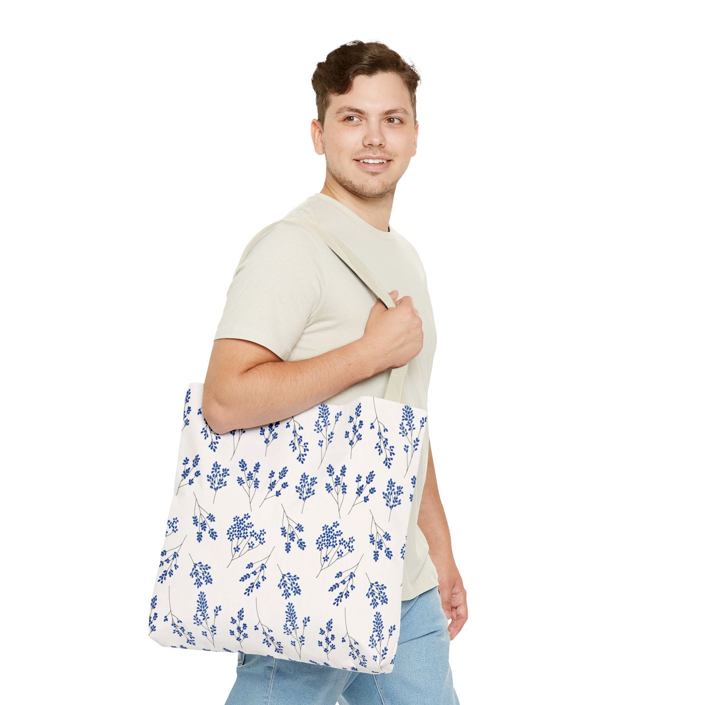 Floral Blue Tote Bag for Women | Durable Tote | Gift for Flower Lovers | Spring Style Bag