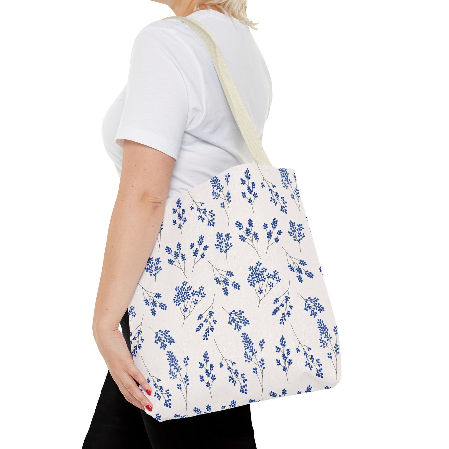 Floral Blue Tote Bag for Women | Durable Tote | Gift for Flower Lovers | Spring Style Bag