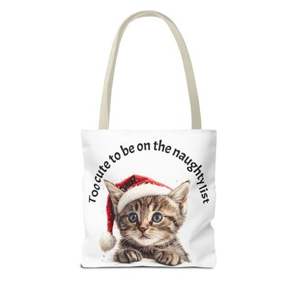 Cat Tote Bag Too cute to be on the naughty list