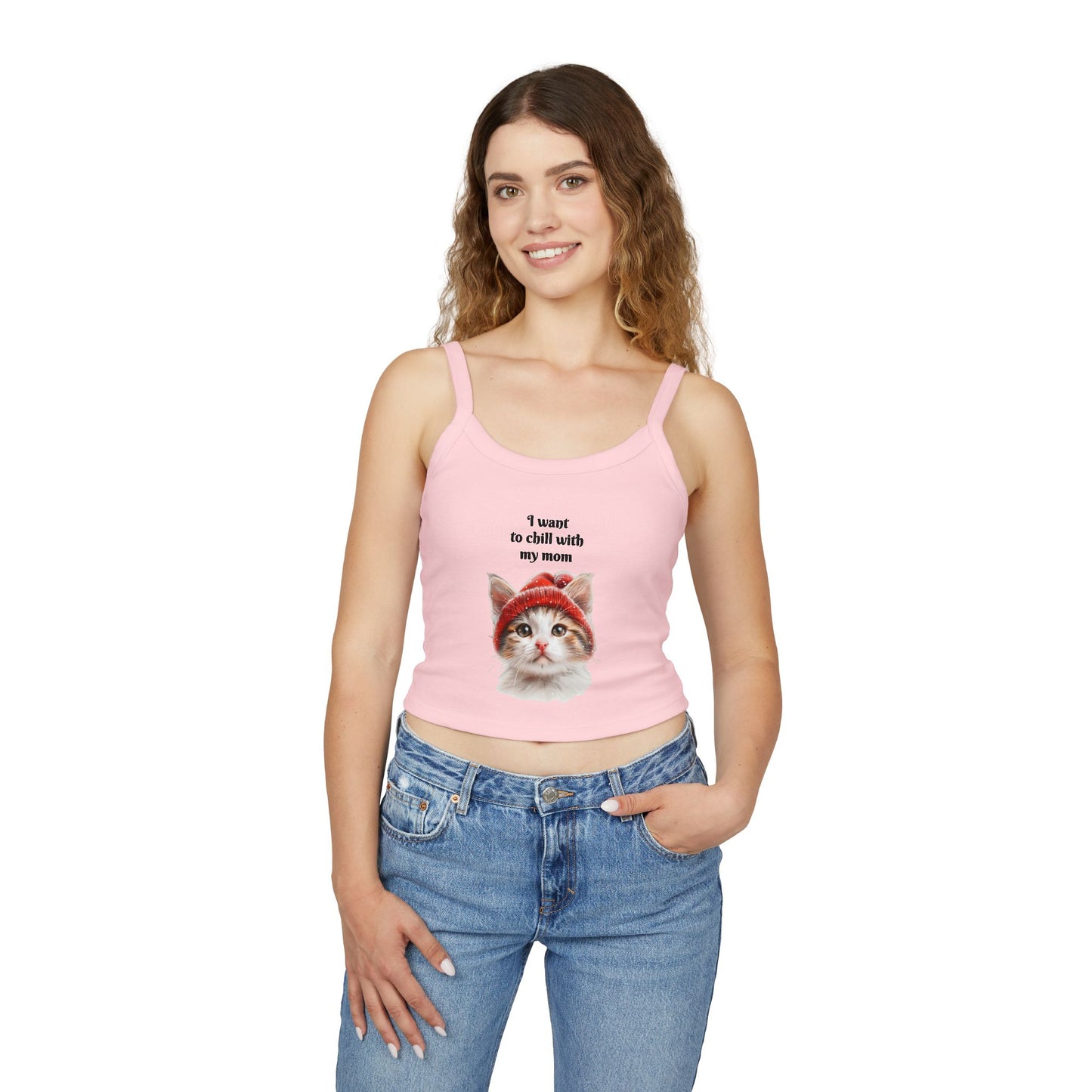 Women's Spaghetti Strap Tank Top Cat Chilling