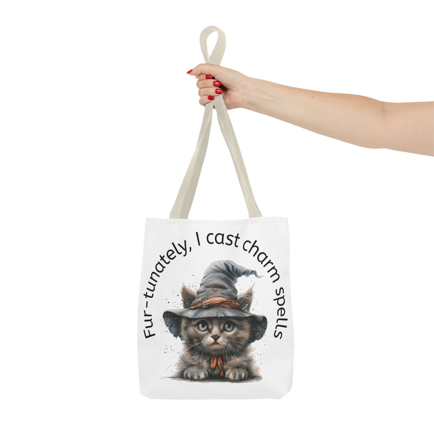 Tote Bag Cat Design with Witch Hat- Cat lovers- Cat moms