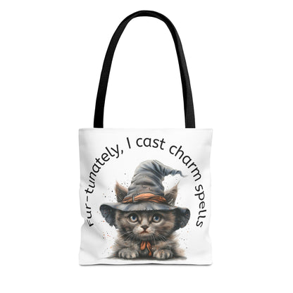 Tote Bag Cat Design with Witch Hat- Cat lovers- Cat moms