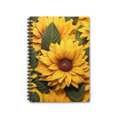 Sunflower Spiral Notebook - 3D Style