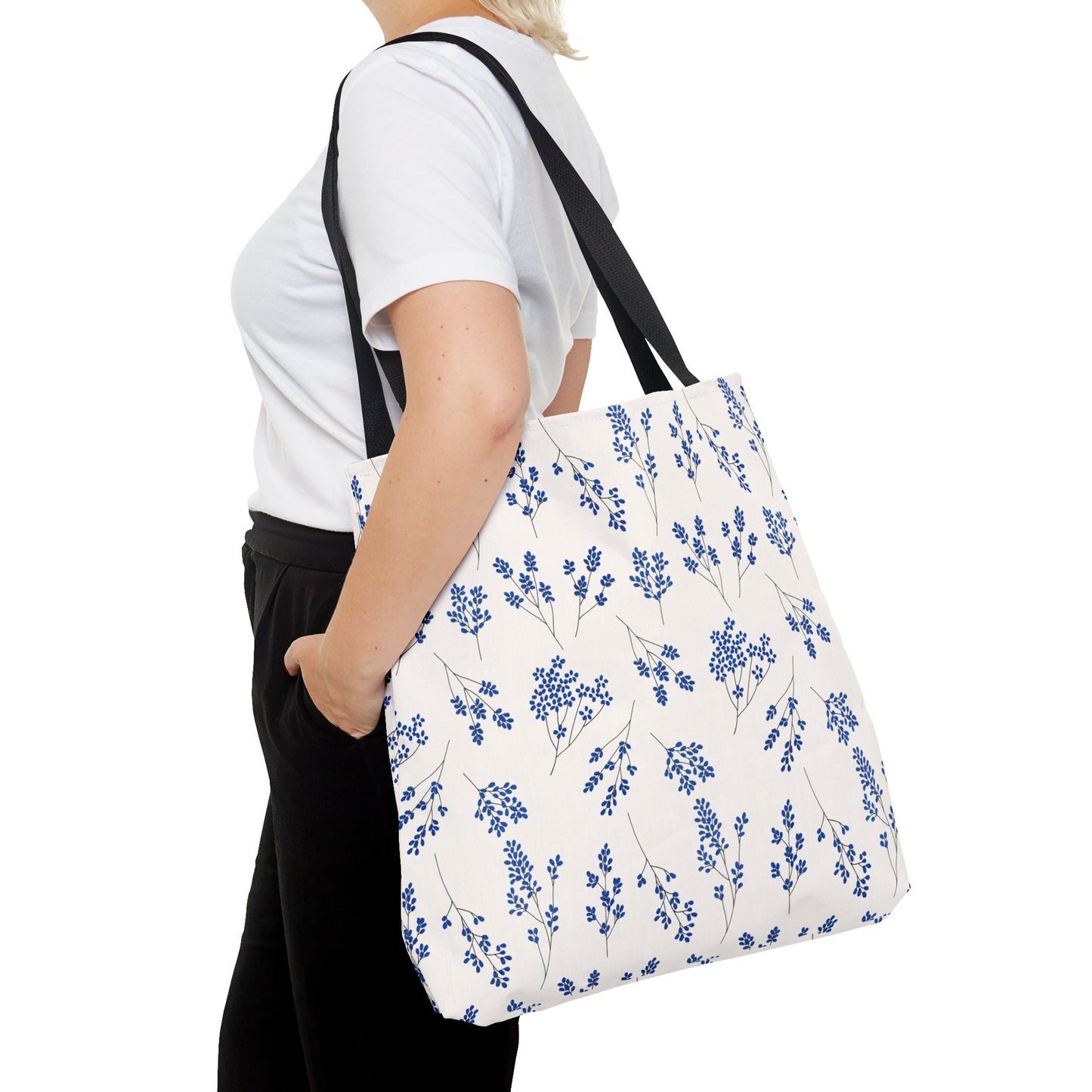 Floral Blue Tote Bag for Women | Durable Tote | Gift for Flower Lovers | Spring Style Bag