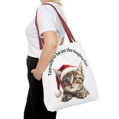 Cat Tote Bag Too cute to be on the naughty list