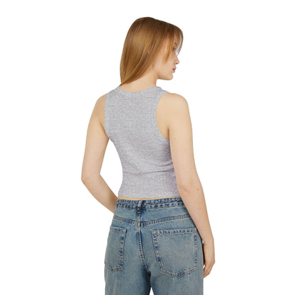 Women's Micro Rib Racer Tank Top with Cat Design